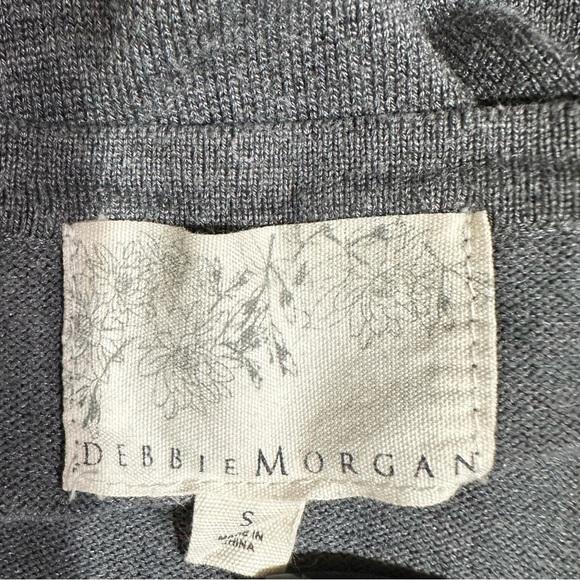 Debbie Morgan Grey Black Embellished Cardigan Long Sleeve Sweater Size Small - Picture 10 of 12